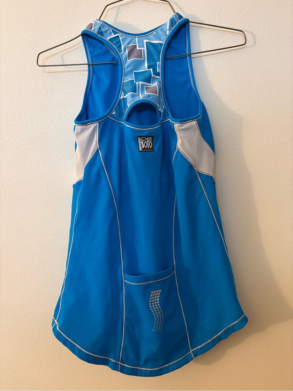 DESOTO Bright turquoise Blue Patterned tank top. - Picture 2 of 8